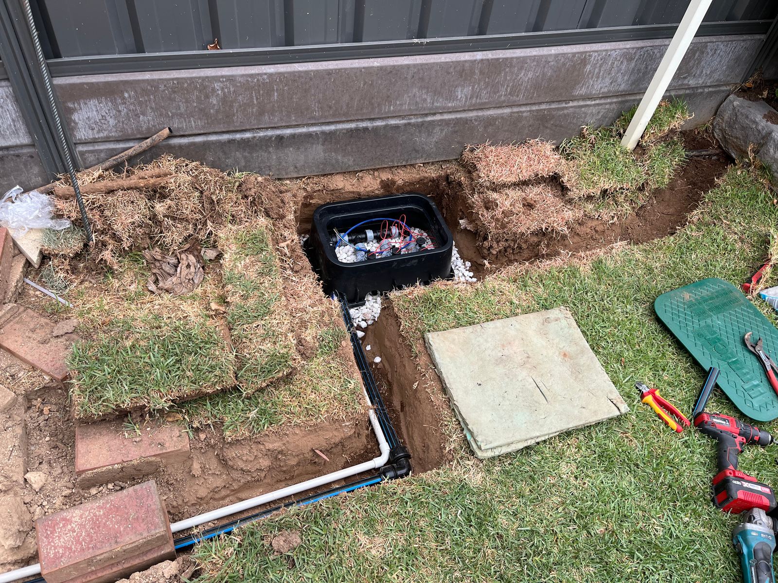 New solenoid valve manifold installed neatly inside a valve box